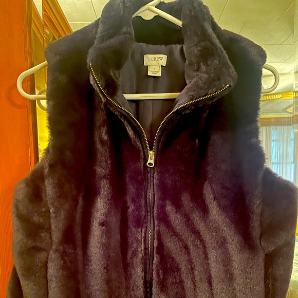 J Crew Dark Blue Faux Fur Vest
